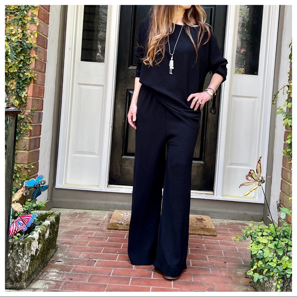 MADE IN FRANCE! FABULOUS WIDE LEG PANT AND TUNIC  TOP 2 PIECE SET - Picture 4 of 6